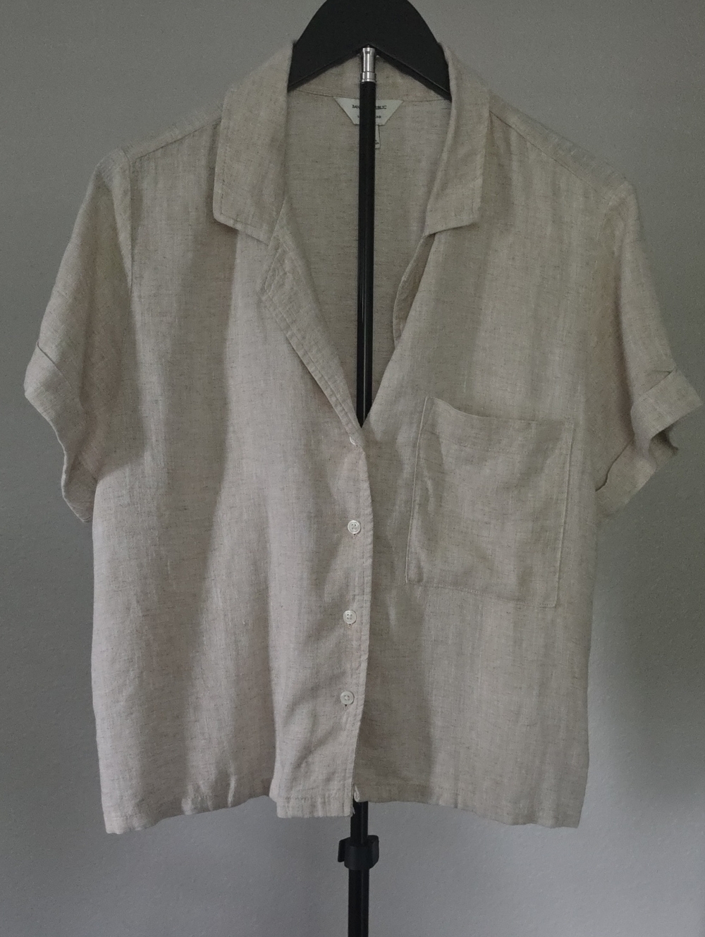 Banana Republic Linen-Blend Camp Shirt Beige Large Like New